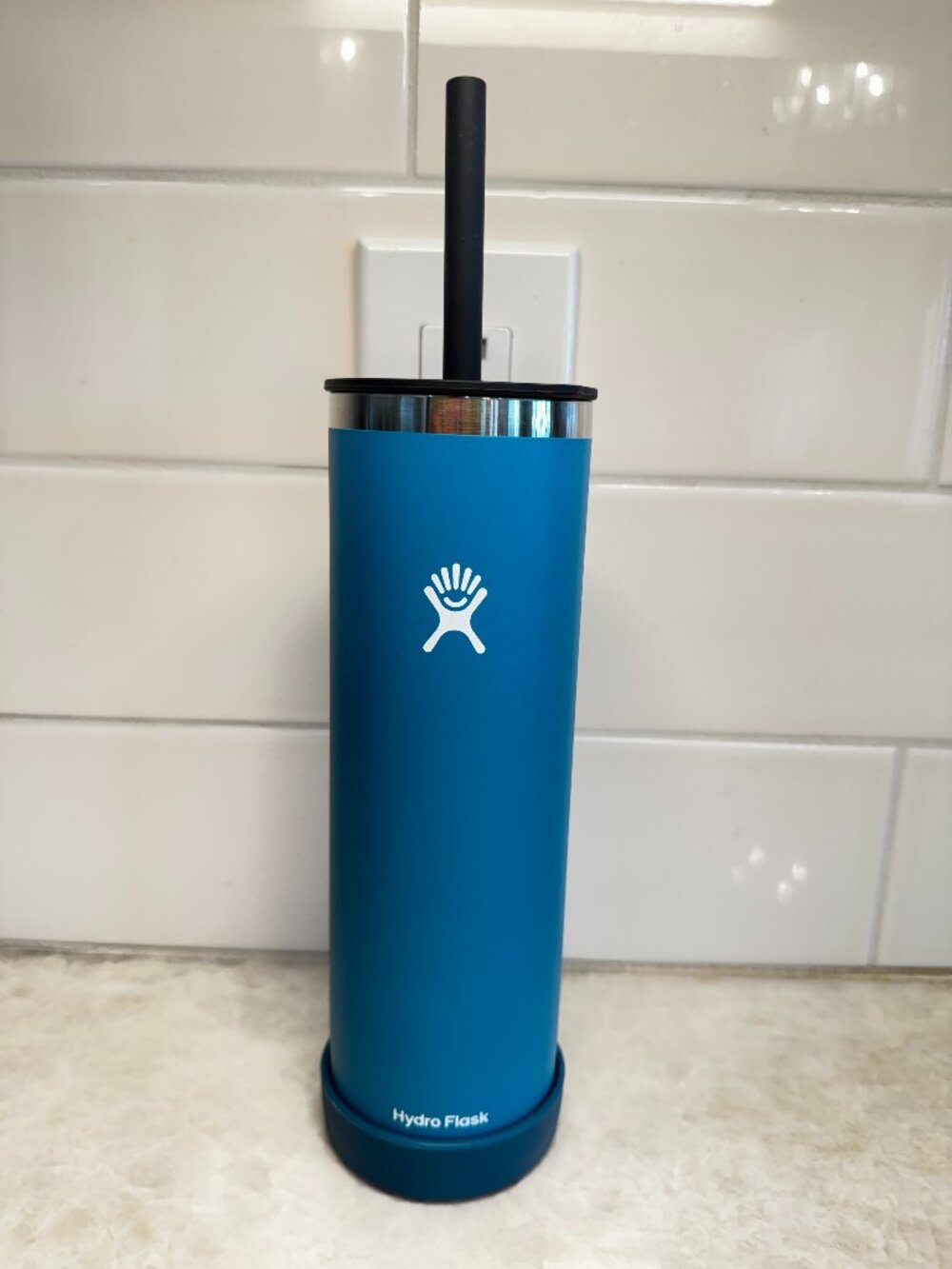 Hydro Flask 26 oz Blue Tandem Cooler Cup with added Small Press-in Straw Lid
